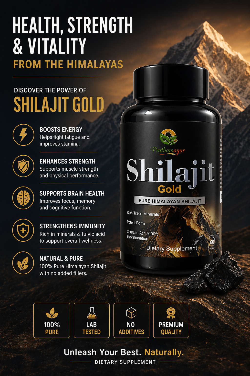 Pratham Ayur Pure Himalayan Shilajit Capsules - Image 2